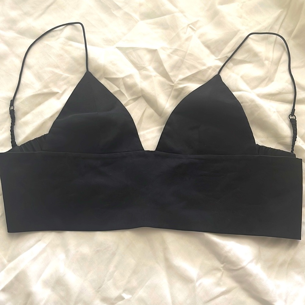 T by Alexander Wang silk v-neck crop top